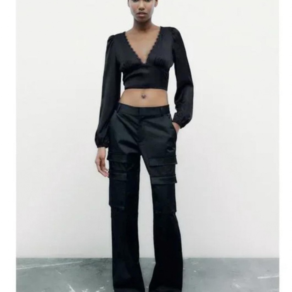Zara satin cargo pants